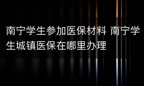 南宁学生参加医保材料 南宁学生城镇医保在哪里办理