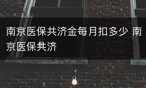 南京医保共济金每月扣多少 南京医保共济