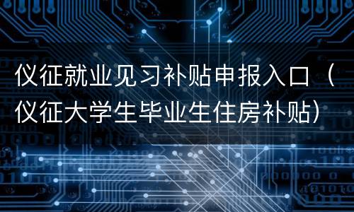 仪征就业见习补贴申报入口（仪征大学生毕业生住房补贴）