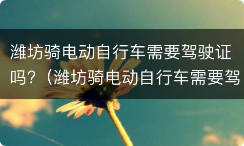 潍坊骑电动自行车需要驾驶证吗?（潍坊骑电动自行车需要驾驶证吗多少钱）