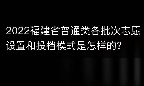 2022福建省普通类各批次志愿设置和投档模式是怎样的？