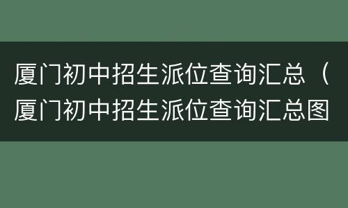 厦门初中招生派位查询汇总（厦门初中招生派位查询汇总图）