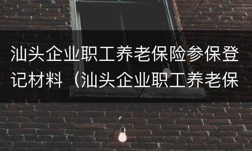 汕头企业职工养老保险参保登记材料（汕头企业职工养老保险参保登记材料是什么）