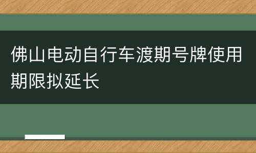 佛山电动自行车渡期号牌使用期限拟延长