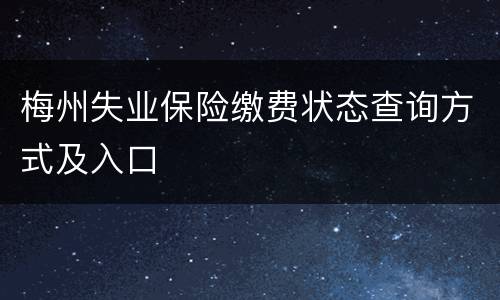 梅州失业保险缴费状态查询方式及入口