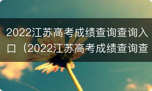 2022江苏高考成绩查询查询入口（2022江苏高考成绩查询查询入口在哪里）