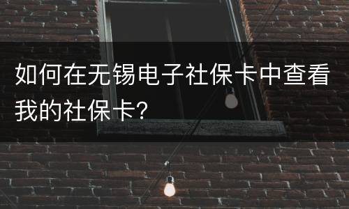 如何在无锡电子社保卡中查看我的社保卡？