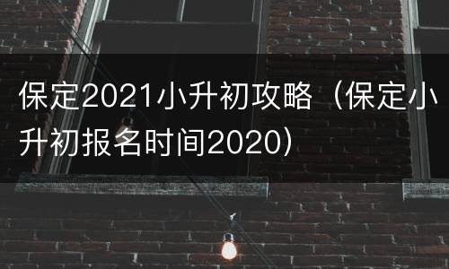 保定2021小升初攻略（保定小升初报名时间2020）