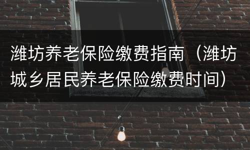 潍坊养老保险缴费指南（潍坊城乡居民养老保险缴费时间）