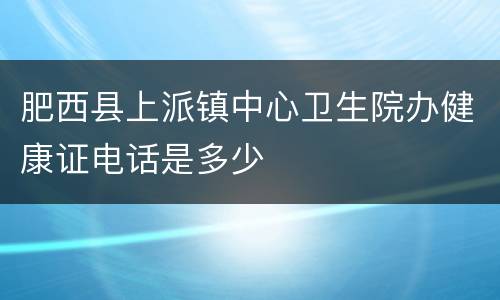 肥西县上派镇中心卫生院办健康证电话是多少