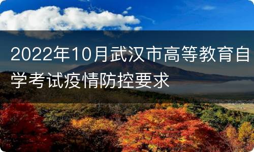 2022年10月武汉市高等教育自学考试疫情防控要求