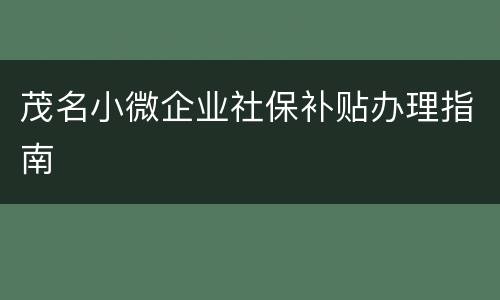 茂名小微企业社保补贴办理指南