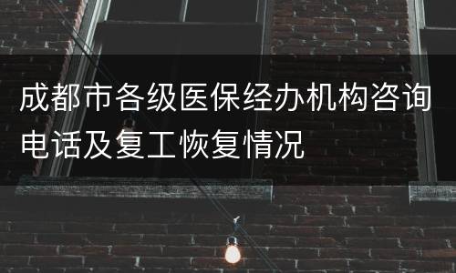 成都市各级医保经办机构咨询电话及复工恢复情况