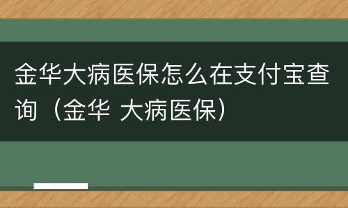 金华大病医保怎么在支付宝查询（金华 大病医保）
