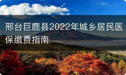 邢台巨鹿县2022年城乡居民医保缴费指南