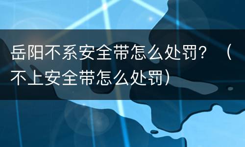 岳阳不系安全带怎么处罚？（不上安全带怎么处罚）