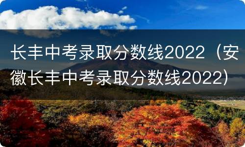 长丰中考录取分数线2022（安徽长丰中考录取分数线2022）