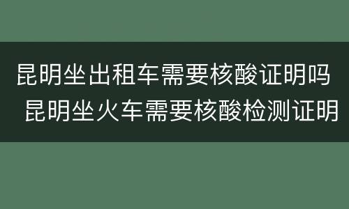 昆明坐出租车需要核酸证明吗 昆明坐火车需要核酸检测证明吗