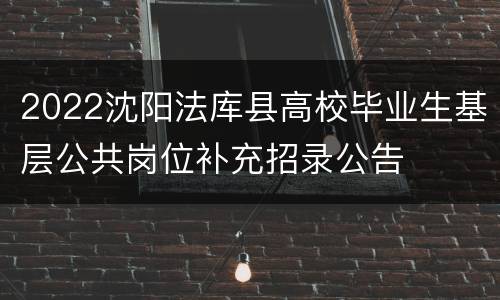 2022沈阳法库县高校毕业生基层公共岗位补充招录公告