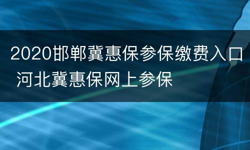 2020邯郸冀惠保参保缴费入口 河北冀惠保网上参保