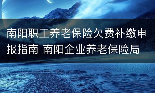 南阳职工养老保险欠费补缴申报指南 南阳企业养老保险局