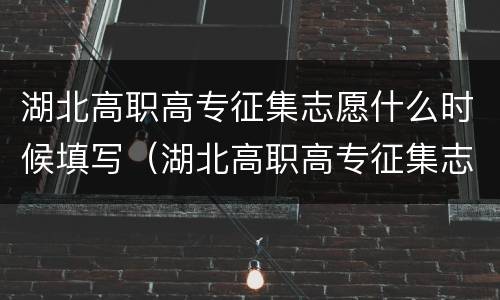 湖北高职高专征集志愿什么时候填写（湖北高职高专征集志愿什么时候填写啊）