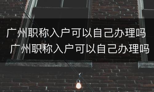 广州职称入户可以自己办理吗 广州职称入户可以自己办理吗电子证书
