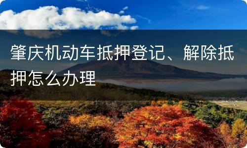 肇庆机动车抵押登记、解除抵押怎么办理