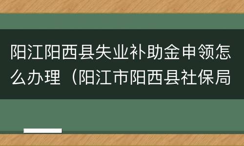 阳江阳西县失业补助金申领怎么办理（阳江市阳西县社保局）