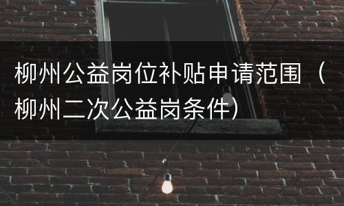柳州公益岗位补贴申请范围（柳州二次公益岗条件）