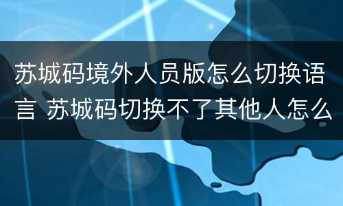 苏城码境外人员版怎么切换语言 苏城码切换不了其他人怎么办