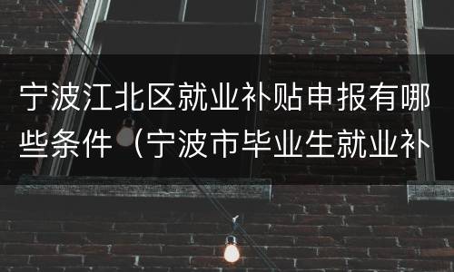 宁波江北区就业补贴申报有哪些条件（宁波市毕业生就业补贴政策）