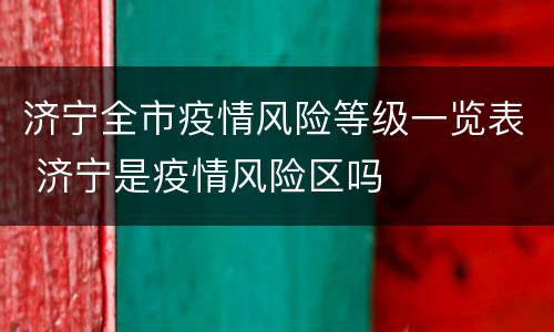 济宁全市疫情风险等级一览表 济宁是疫情风险区吗