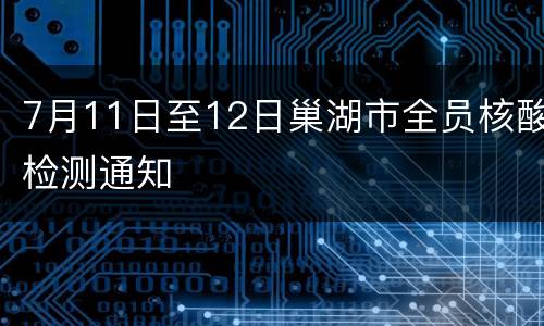 7月11日至12日巢湖市全员核酸检测通知