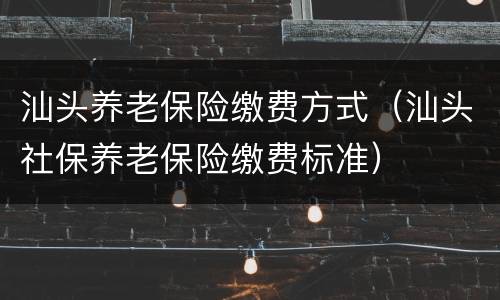 汕头养老保险缴费方式（汕头社保养老保险缴费标准）