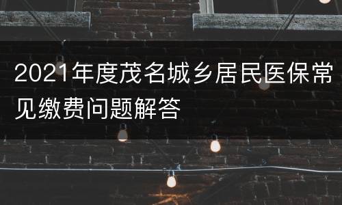 2021年度茂名城乡居民医保常见缴费问题解答
