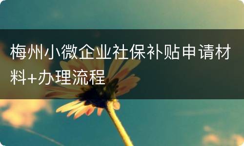 梅州小微企业社保补贴申请材料+办理流程