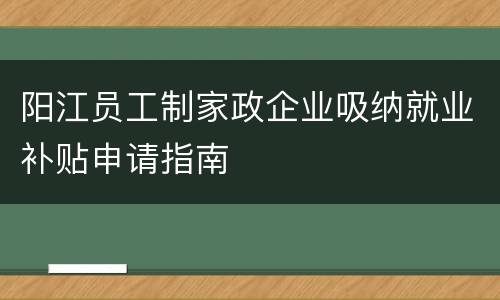阳江员工制家政企业吸纳就业补贴申请指南