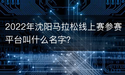2022年沈阳马拉松线上赛参赛平台叫什么名字？