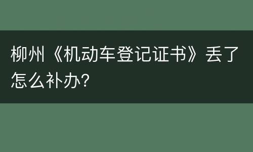 柳州《机动车登记证书》丢了怎么补办？