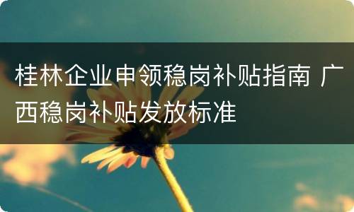 桂林企业申领稳岗补贴指南 广西稳岗补贴发放标准