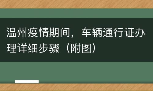 温州疫情期间，车辆通行证办理详细步骤（附图）