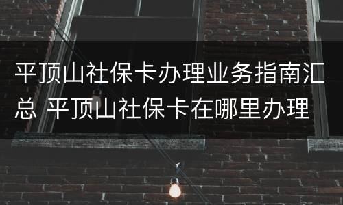平顶山社保卡办理业务指南汇总 平顶山社保卡在哪里办理