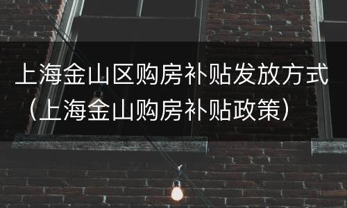 上海金山区购房补贴发放方式（上海金山购房补贴政策）