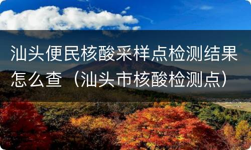 汕头便民核酸采样点检测结果怎么查（汕头市核酸检测点）