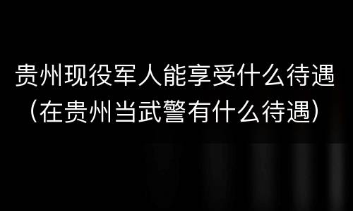 贵州现役军人能享受什么待遇（在贵州当武警有什么待遇）