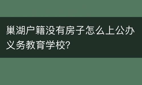 巢湖户籍没有房子怎么上公办义务教育学校？