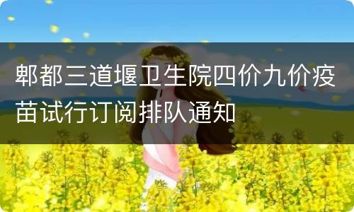 郫都三道堰卫生院四价九价疫苗试行订阅排队通知