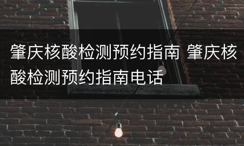 肇庆核酸检测预约指南 肇庆核酸检测预约指南电话