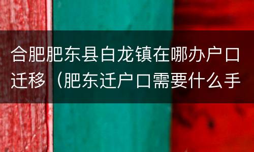 合肥肥东县白龙镇在哪办户口迁移（肥东迁户口需要什么手续）